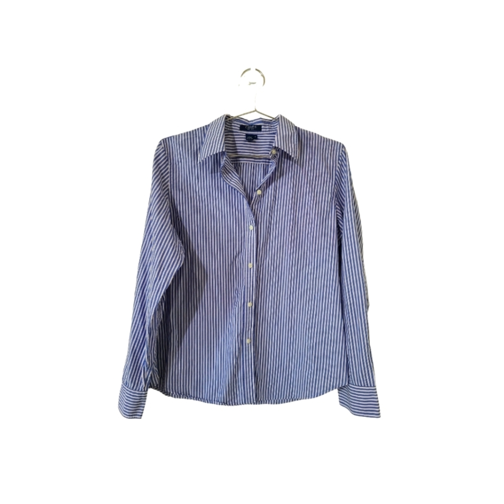 Chaps by Ralph Lauren 100% cotton Striped button-down women's size Large
